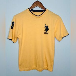 US Polo Assn Boys Pony V-neck Short Sleeve Tshirt Orange Medium (10-12)